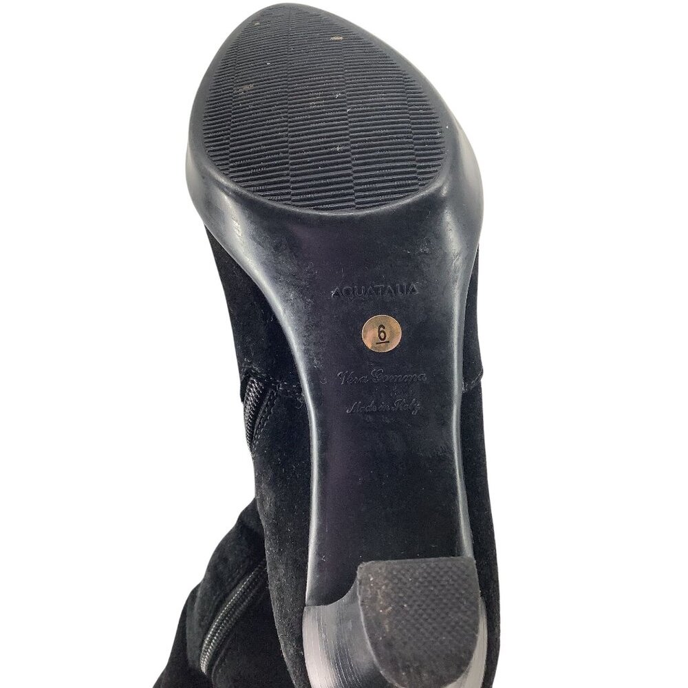 Aquatalia Black Suede Knee-High Boots 3-Inch Heels & Studded Back Detail Size 6 - Picture 7 of 7